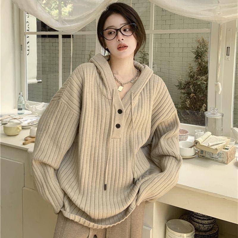 フリース おしゃれ 人気商品ベーシックニット セーター 母の日 日系 カジュアル パーカー ゆったり 無地 レトロ スウェット ニットカーディガン ベ一シックニット プルオーバーデザイン