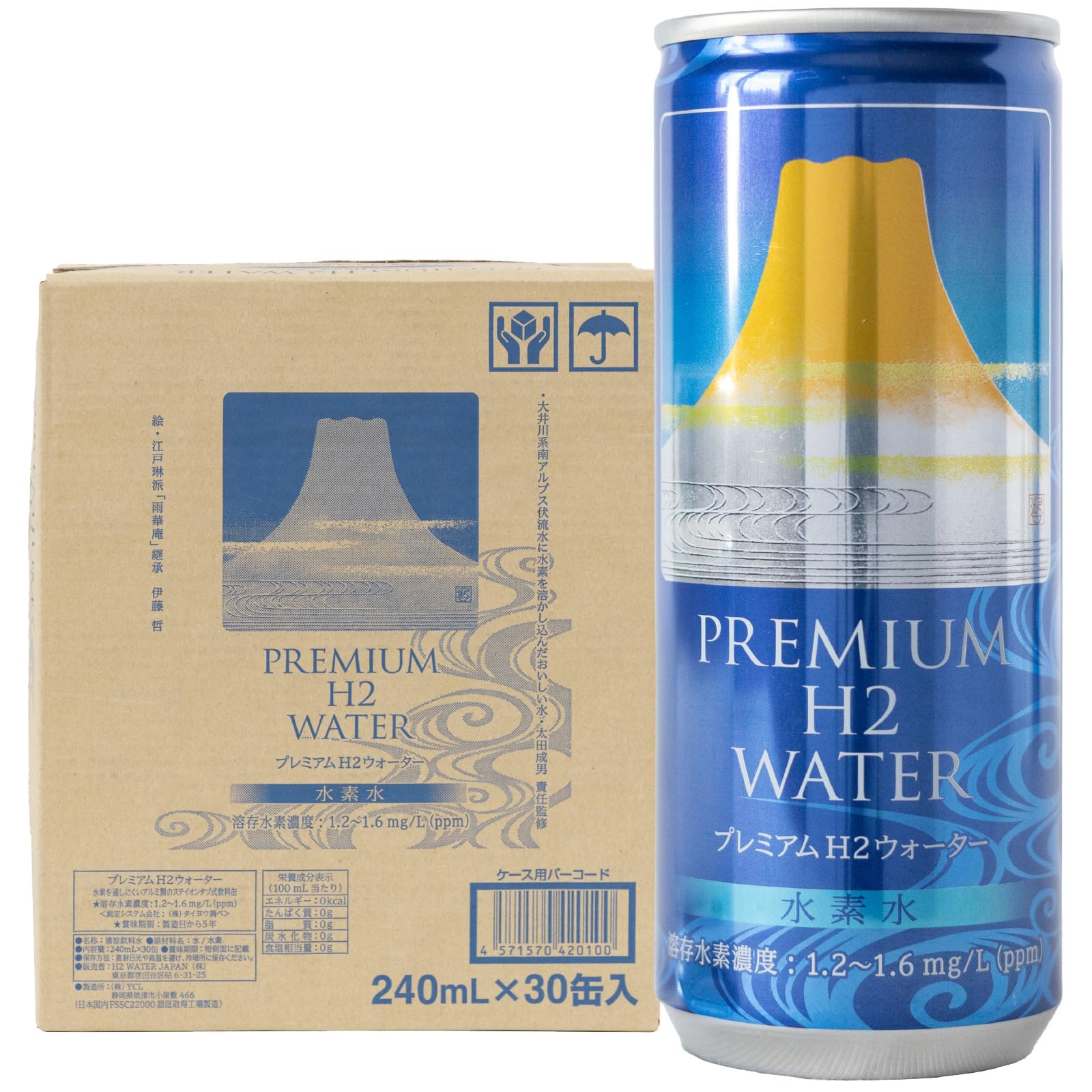 tac INTERIOR 水素水 240ml 30本セット プレミアムH2ウォーター 太田教授監修 高濃度 水素が逃げにくいアルミ缶 南アルプス 天然水