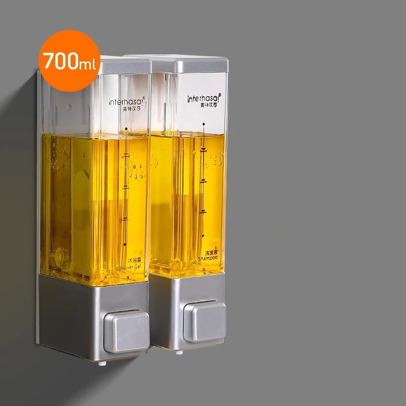 ! シャンプーディスペンサーウォールソープディスペンサーディスペンサークローム仕上げスクエア液体石鹸ボトル浴室付属品 S8