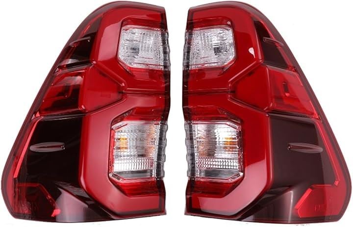 トヨタ 用 LED ファイバー テールランプ ライト 左右セット フルLED ハイラックス レボ GUN125 HILUX REVO 純正タイプ 社外品(レッドxクリアー)