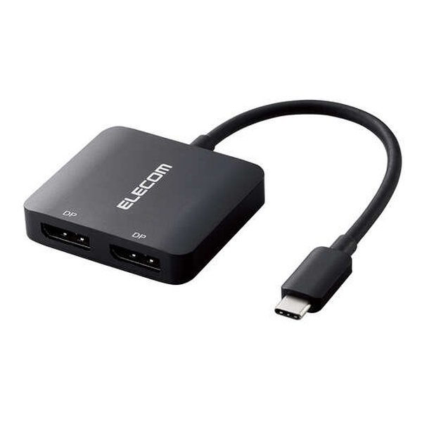 USB Type-C - DisplayPort変換アダプター 2ポート/ケーブル12cm/ブラック AD-CDP2BK2