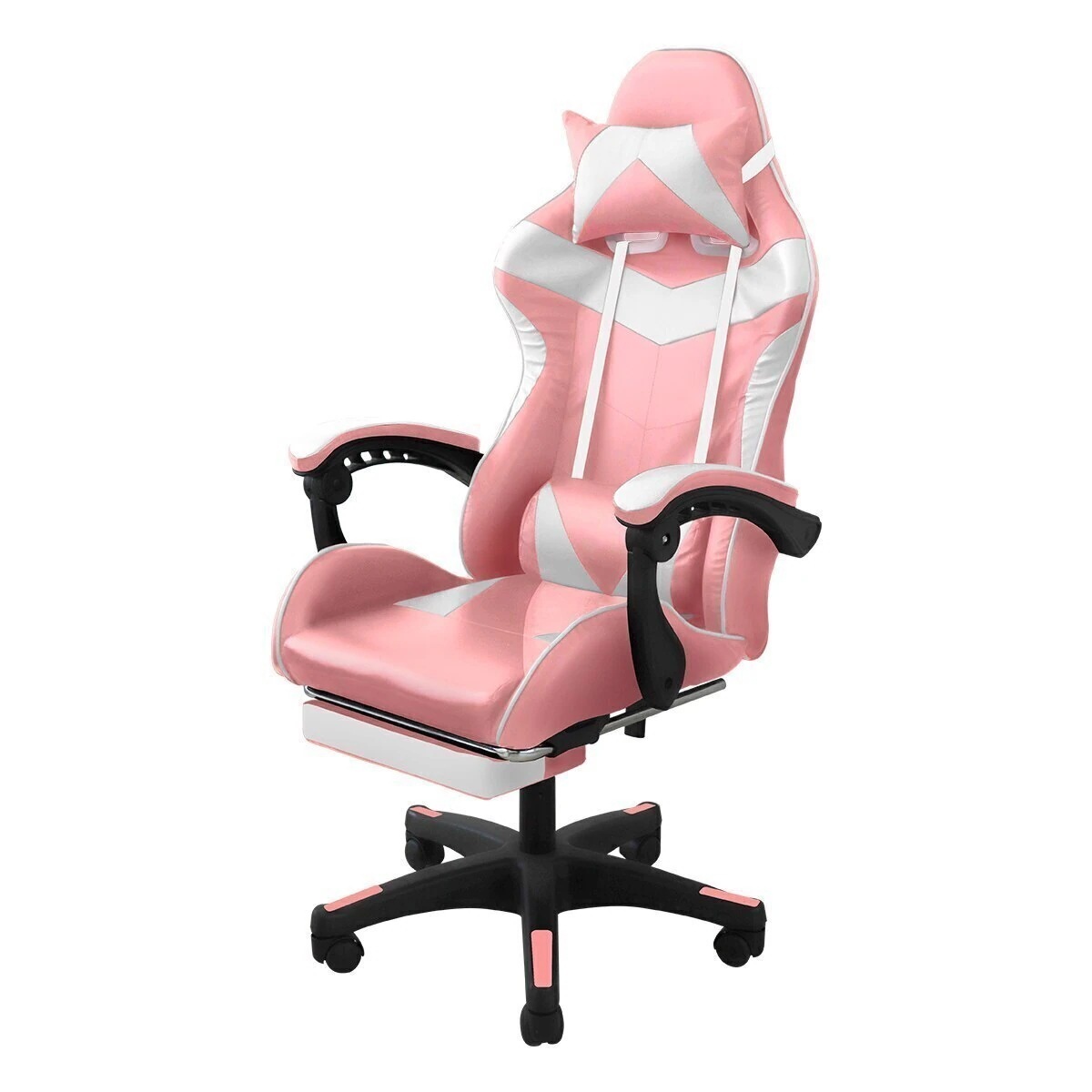 【追加料金なし】 ゲーミングチェア 座椅子 ピンク 白 オフィスチェア リクライニング オットマン付き 通気性 フットレスト 肘掛け かわいい レディース メンズ 子供