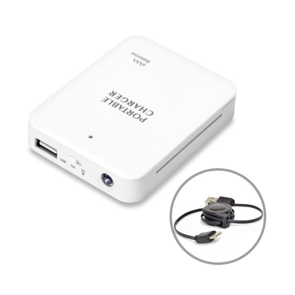 （まとめ）日本トラストテクノロジー USB電池パック3 TypeCケーブルセット（ホワイト） USBDP3C-WH5セット