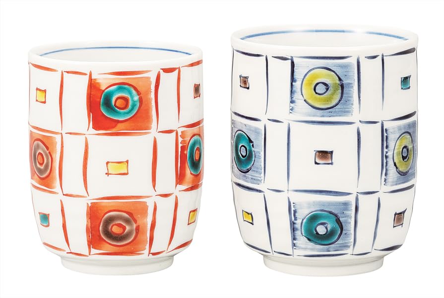 ナカマル『九谷焼』組湯呑二色石畳 K9-767