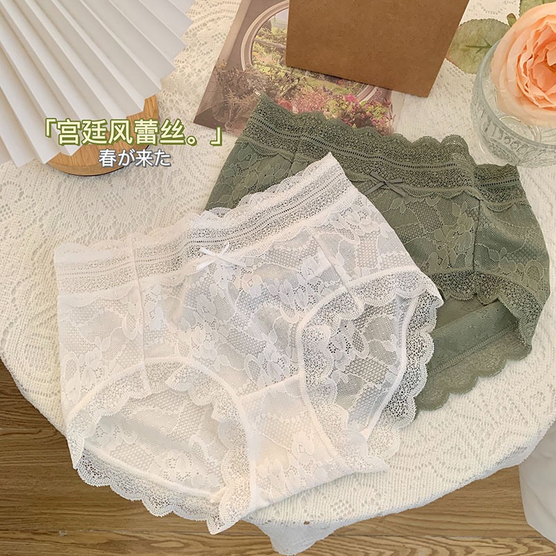 10個セット 宮廷風レトロレースパンツ女性通気性快適桑蚕糸股中ハイウエストバッグヒップ三角パンツ