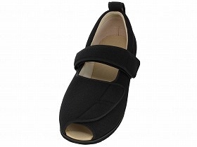 徳武産業 あゆみシューズ 介護靴 施設用 オープンマジックII 7E ブラック 片足/右Sサイズ 7010