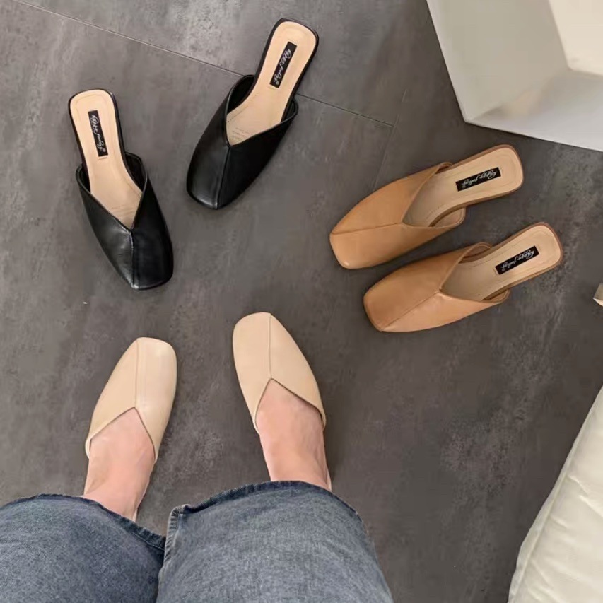 レディース スリッポン サンダル ミュール ぺたんこシューズ ぺたんこパンプス 1cm ローヒール フラット ぺたんこ ポインテッドトゥ 柔らかい かわいい 大人可愛い きれいめ シンプル カジュアル