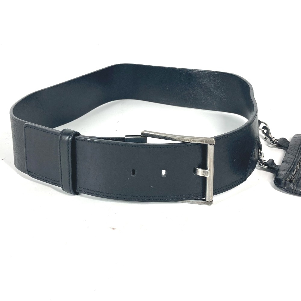 ウエストバッグ ロゴ ベルトバッグ ベルト ポーチ付き カバン ウエストポーチ レザー ブラック