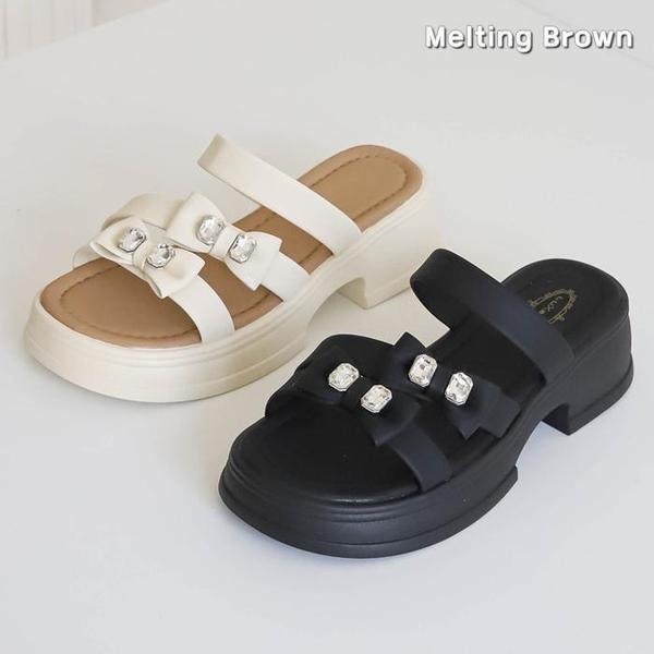 女性リボンポイント厚底サンダルs37