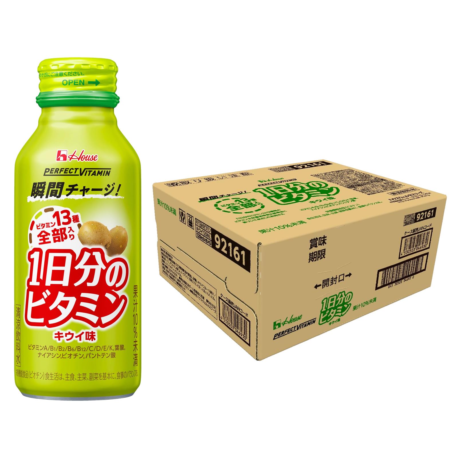 PERFECTVITAMIN ハウスウェルネスフーズ ＰＥＲＦＥＣＴ ＶＩＴＡＭＩＮ １日分のビタミン キウイ味 １２０ｍｌボトル缶×30本