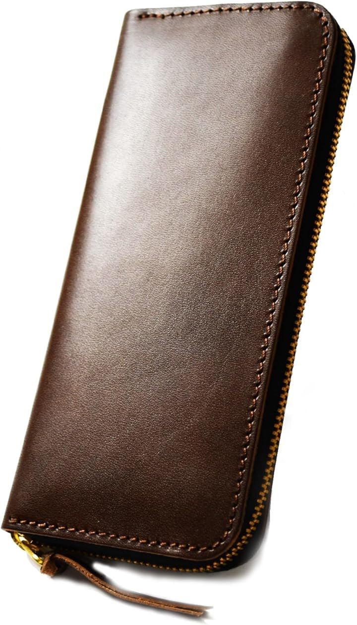 atelierCODEL 長財布 ラウンドファスナー 栃木レザー メンズ 本革(ダークブラウン)