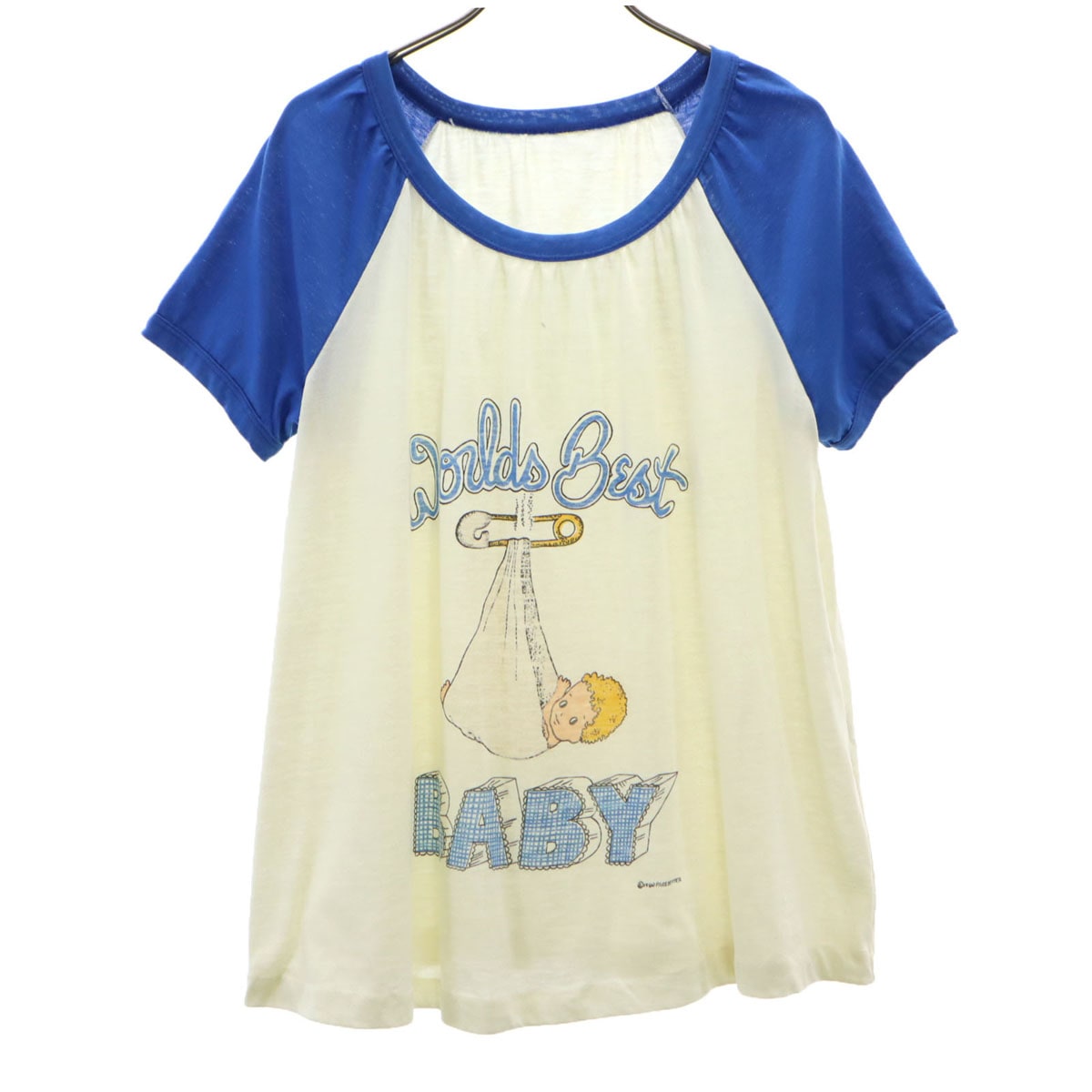 80s USA製 オールド 半袖 Tシャツ ブルー系 レディース 古着