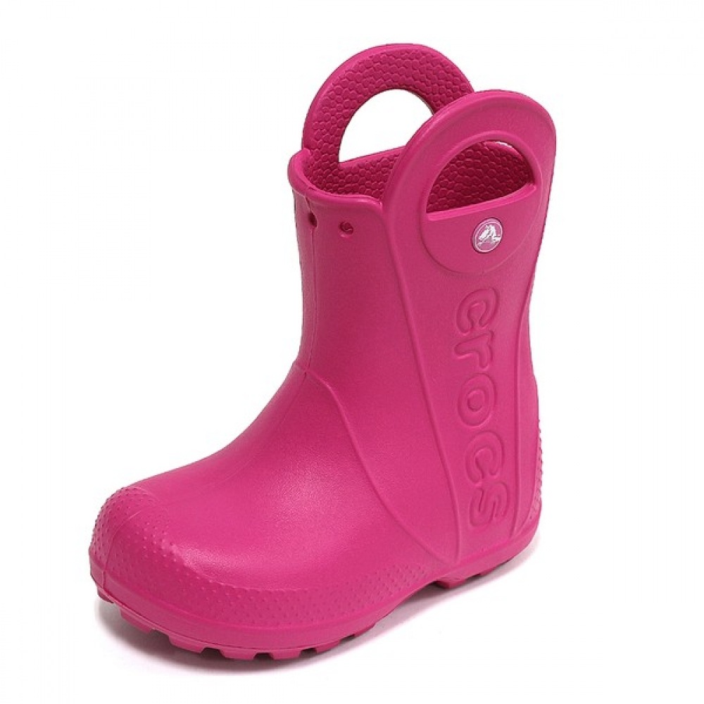 [クロックスシューズ] クロックスキッズハンドルライトジュニアキッズレインブーツキャンディピンク12803-6X0