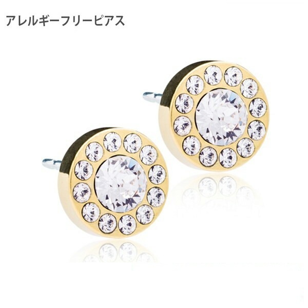 ピアス　アレルギーフリーピアス　純チタン ゴールド ブリリアンス ハロー クリスタル 8mmBLOMDAHL ブロムダール ピアス アレルギーフリーピアス アレルギーフリーピアス