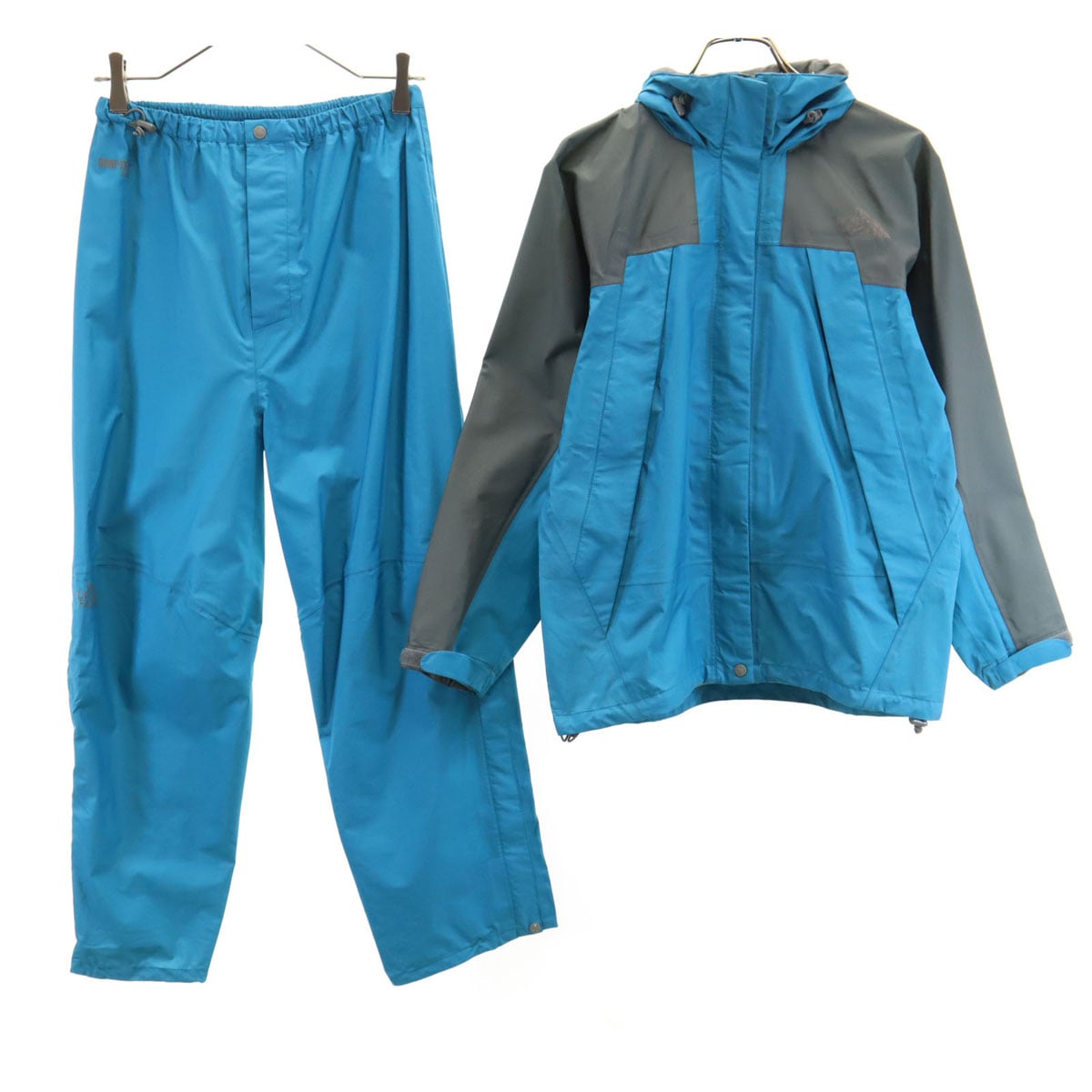 ゴアテックス レインジャケット 上下セットアップ S 水色 アウトドア NPW10505 収納袋付き レディース 古着