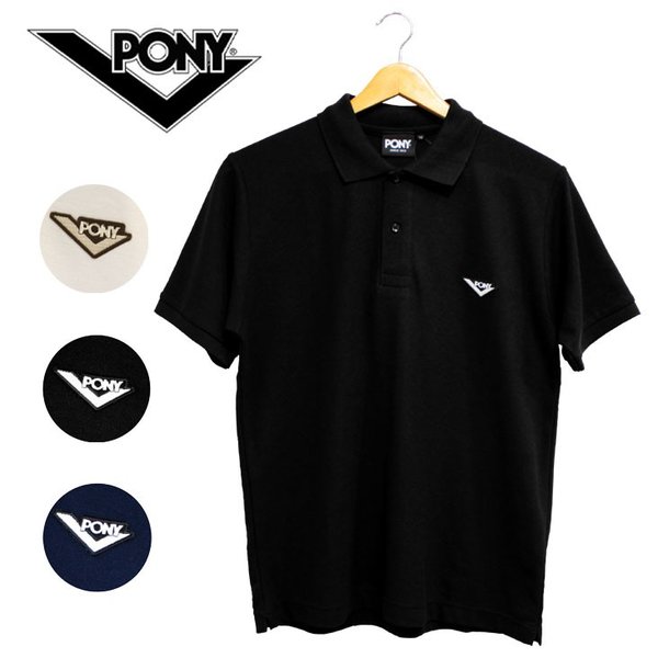 PONY ポニー メンズ 男性 レディース 女性 ユニセックス Tシャツ 半袖 ポロシャツ 襟 刺繍 吸水速乾 DRY 消臭 デオドラント UVカット