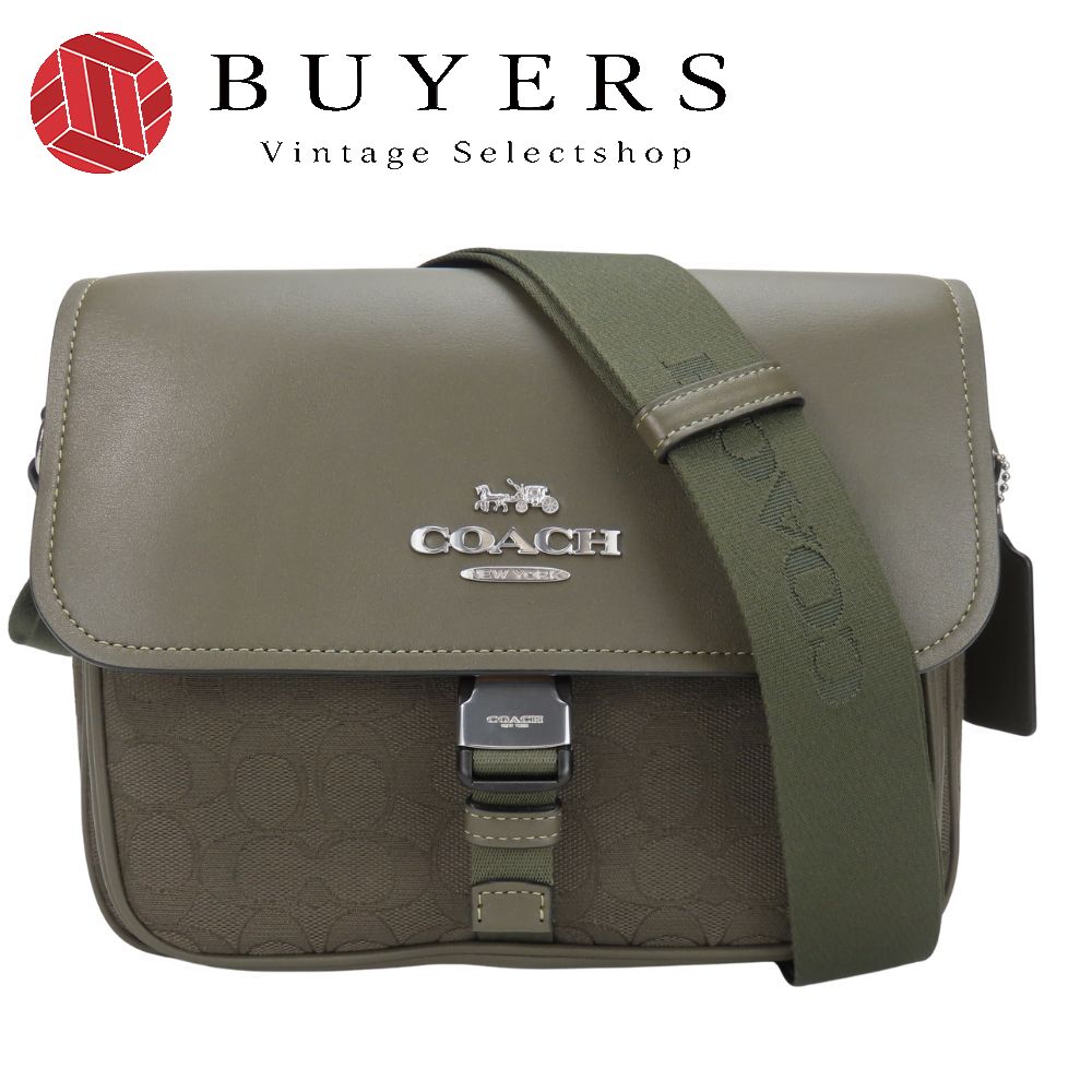 中古 ショルダーバッグ ペースメッセンジャー CT818 シグネチャー レザー キャンバス カーキ カーキ 斜め掛け 普段使い カジュアル レディース 女性