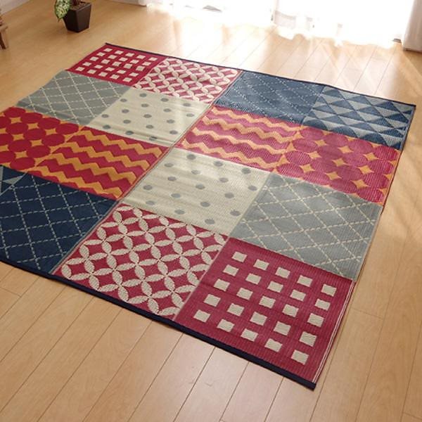 洗える PPカーペット 『ブロード』 レッド 約174x174cm 2112950