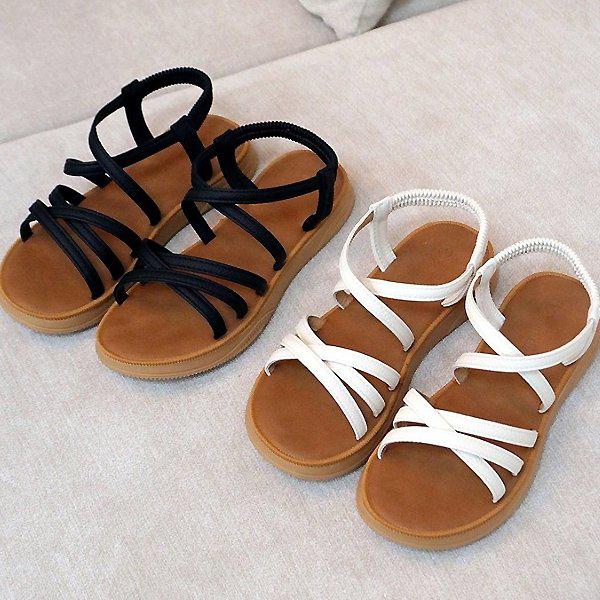 シューズ ダブルX ストラップ バックバンディング 女性 レディース 夏 サンダル 2cm sjly 9119_P397892319