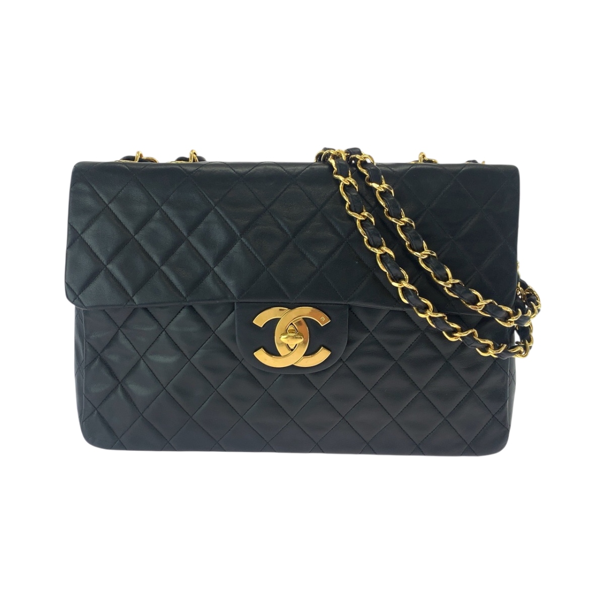 美品 ヴィンテージ デカマトラッセ ココマーク ターンロック ブラック 黒 ゴールド金具 ラムスキン チェーンショルダーバッグ 肩掛け レディース 502007