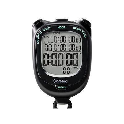 他サイト： 【即納】ドリテック(dretec) 大画面で見やすいストップウォッチ 0.01秒単位で計測 ラップ/スプリット機能 電池交換可 消音 勉強 ブラック約W58×D21×H81mmの商品画像
