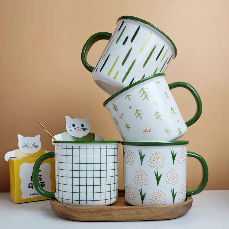 【福袋セール】 日本式の創意的な個性の陶磁器の杯のかわいい家庭用マグカップのカップルの朝食のコップのコーヒーのコップ マグカップ・ティーカップ