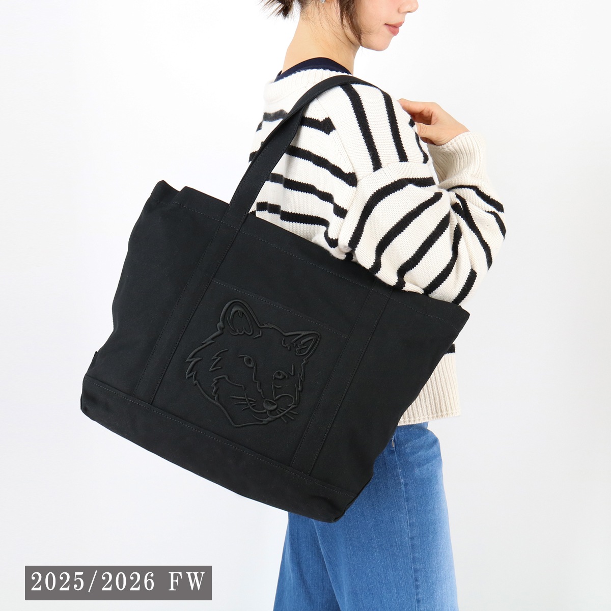 トートバッグ LW05104WW0107 ロゴ刺繍 フォックスヘッド ラージ FOX HEAD LARGE TOTE A4収納可能 肩掛けOK メンズ