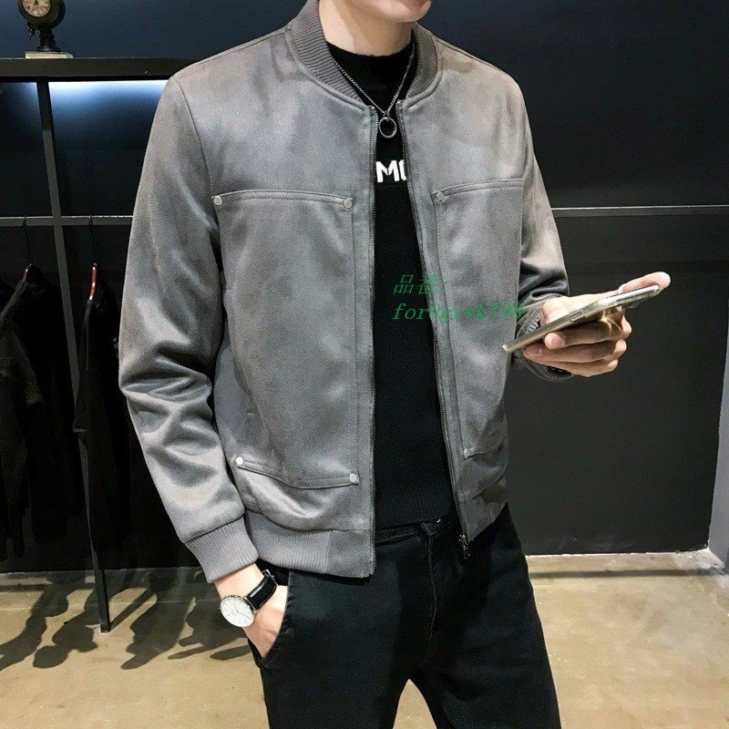 ブルゾン フェイクレザー メンズ トレンド パーカー 長袖 スエードジャケット レザージャケット オシャレ やわらか ジャンパー スエード調