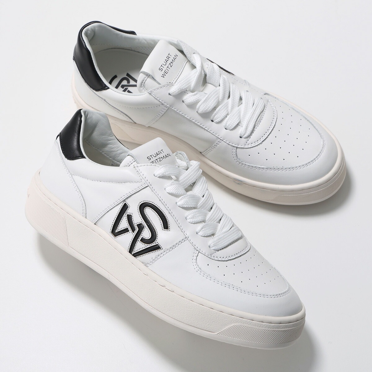 StuartWeitzman スチュアート・ワイツマン スニーカー SW CRTSDE LGO SNR SH305 レディース イタリア製 ローカット レザー シューズ 靴 WHITE-BLACK