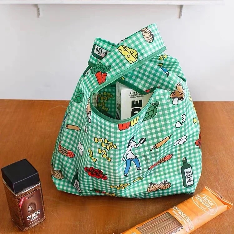 【20点セット】折り畳み可能な携帯型エコショッピングバッグおしゃれなアートイラストのエコワンショルダー手提げ袋