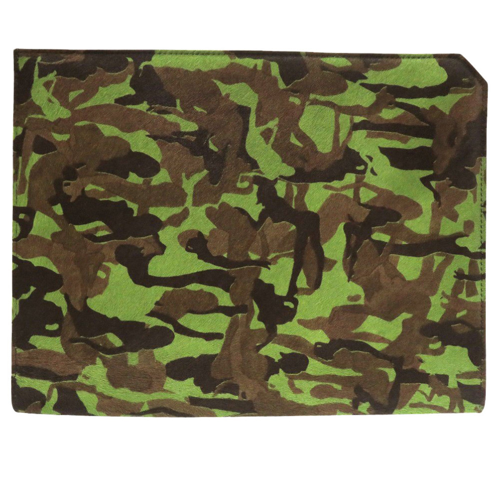 新品同様 クラッチバッグ 迷彩 カモフラージュ柄 クラッチバッグ ハラコ/レザー/ハラコ グリーン 0609【中古】 メンズ 18,150円