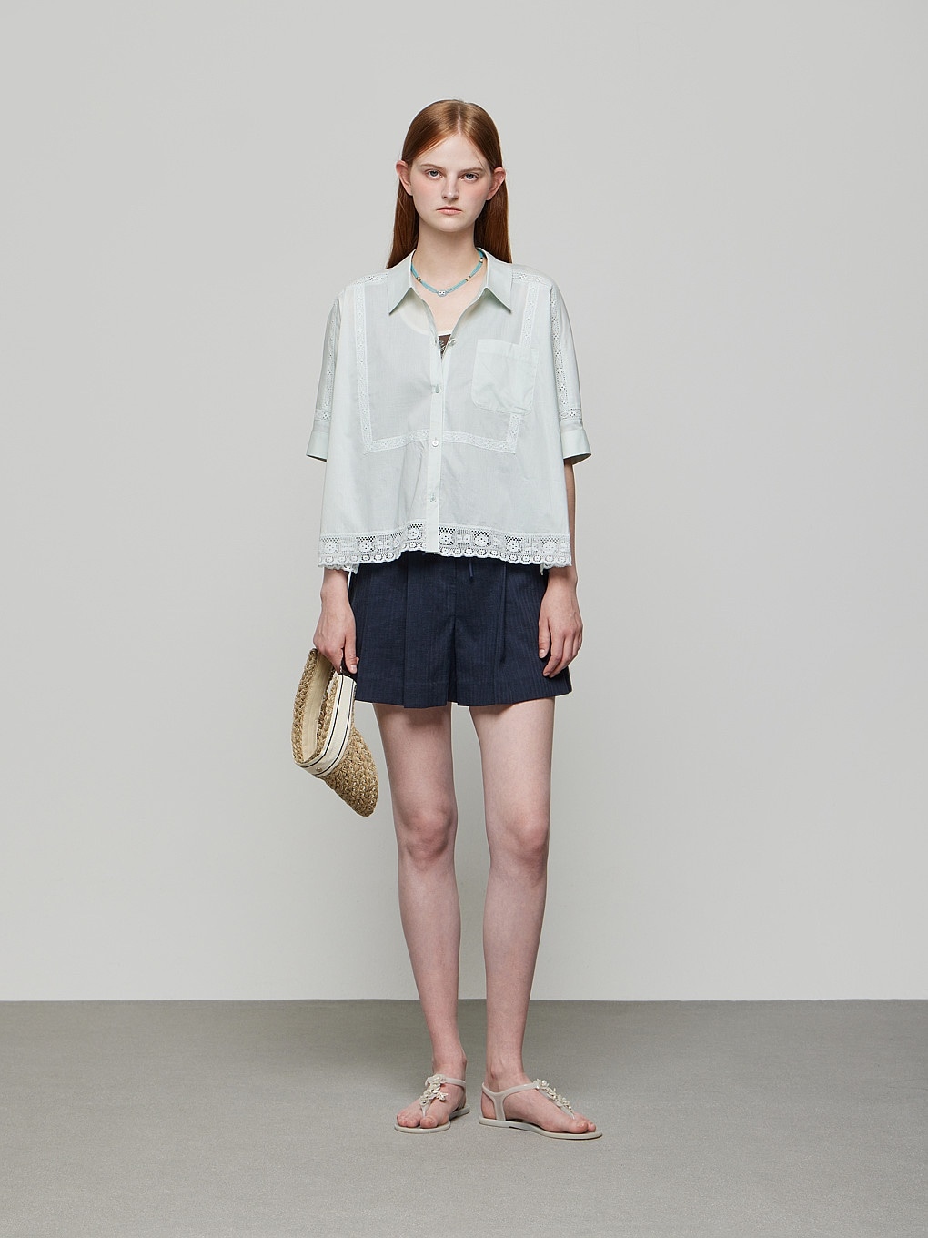 DEWL レース ブロック ブラウス