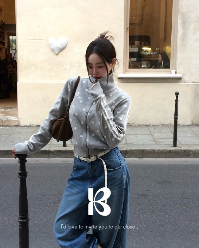 キティドットトラック起毛ツーウェイジップアップ jp1201