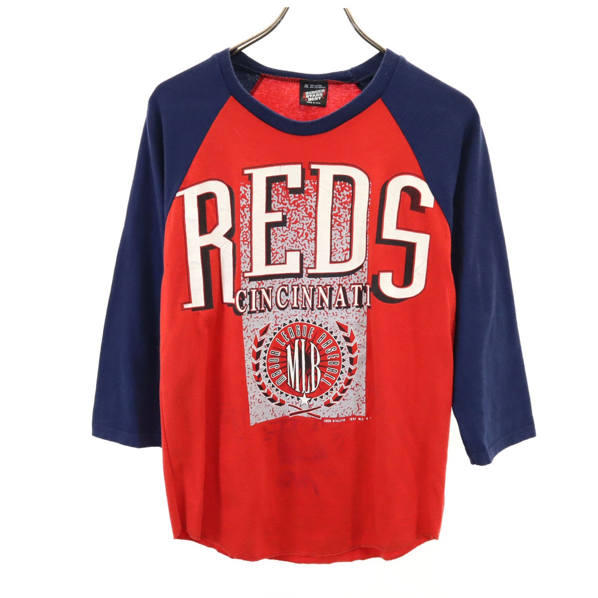 90s オールド USA製 長袖 ツートンカラー ラグラン Tシャツ XXL レッド ロンT メンズ 古着 5,273円