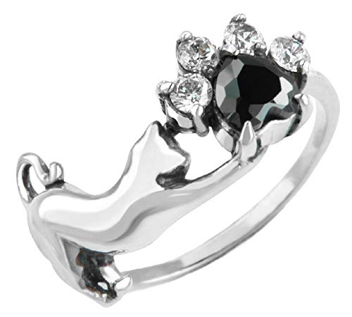 r0837-9 [ブランド名：2PIECES] シルバーアクセサリー リング レディース ジルコニア 肉球 ノビ 9号