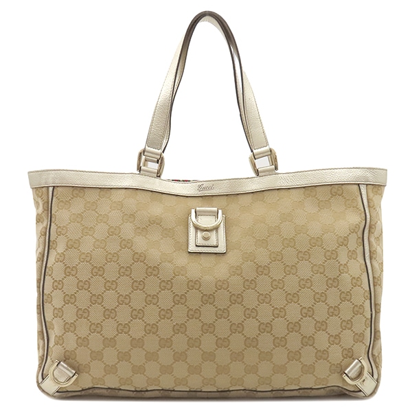 グッチ トートバッグ アビー GGキャンバス レザー ベージュ×ゴールド ゴールド金具 ハンドバッグ 141472【中古】