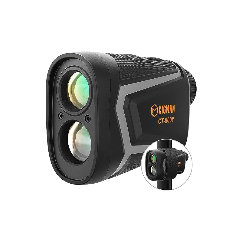 CIGMAN ゴルフレーザー距離計 800yd対応 小型 軽量 高低差測定ON/OFF フラグロック 振動機能 光学6倍望遠 競技対応 高速測定 充電式 IP54防水性能 レーザー距離測定器 専用ケー