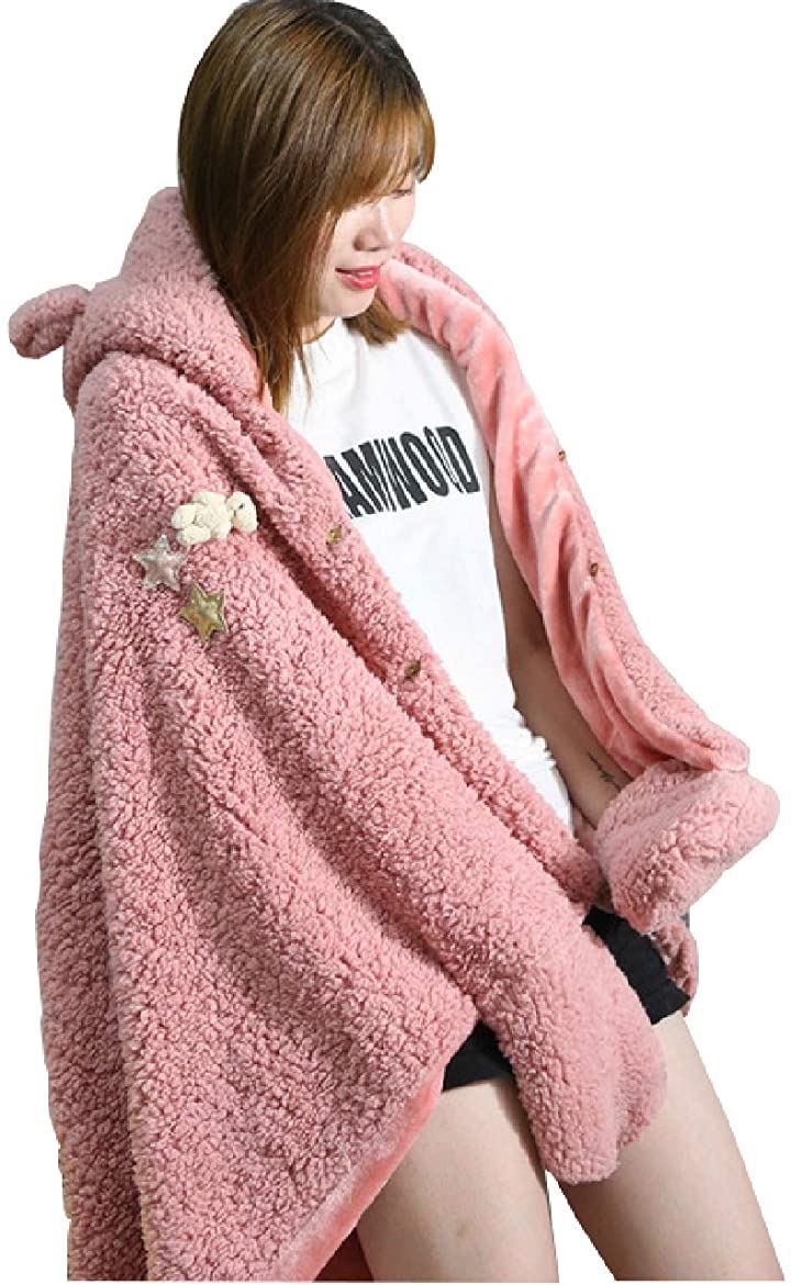 着る毛布 クマ かい巻き ルームウェア レディース ダメ着 モコモコ ポンチョ( ピンク)