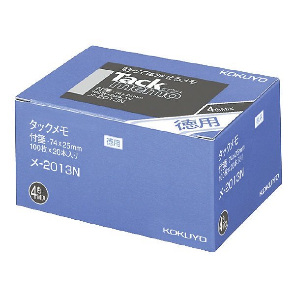 （まとめ買い）タックメモ お徳用/付箋タイプ 74x25mm 4色 100枚x20冊 メ-2013N [x3] 8,428円