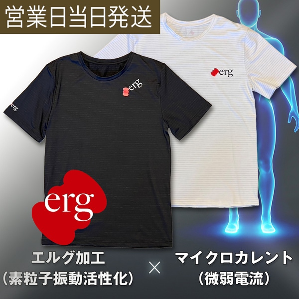 erg エルグ リチャージ ウェア メンズ 微弱電流 Tシャツ リカバリー ミネラル鉱石 マイクロカレント