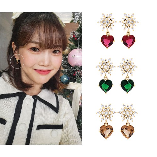 [OH MY GIRL ユア ヒョジョン着用/韓国人気ブランド 韓国ファッション]ウィンター ラブピアス/韓国ファッション 芸能人着用