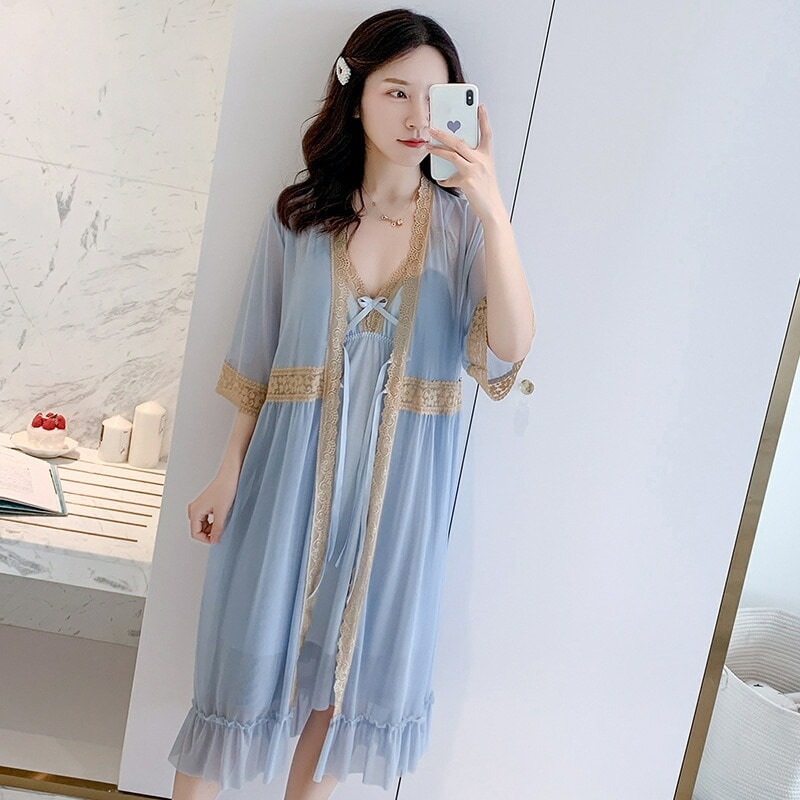 3色入荷 レディース　パジャマ　長袖　ルームウェア レディース ナイトウェア ナイトドレス　春秋　ガウン　コットン　 かわいい　ホームウエア　女性