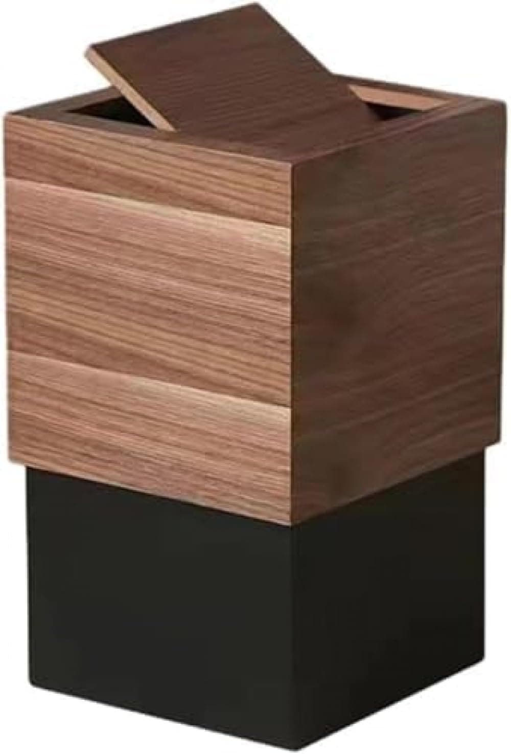 Farigrut胡桃木色 木制垃圾桶 带盖子 时尚垃圾箱 看不见袋设计 带内桶 厨房浴室卧室客厅办公室用 多场景实用收纳容器 室内デザインに溶け込むおしゃれなごみ処理用品 日常のごみ整理に最適