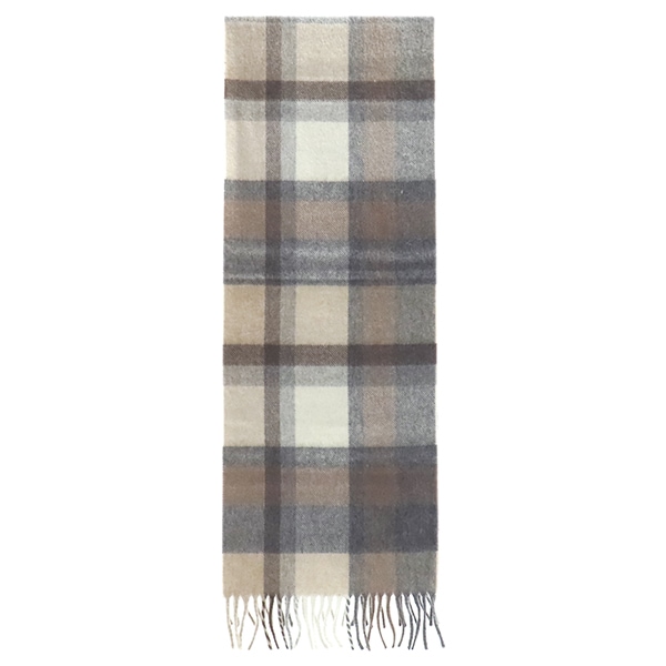 ジョシュアエリス マフラー カシミヤ100% タータンチェック カシミヤ ベージュXブラウン HERITAGE COLLECTION RWC51039【中古】