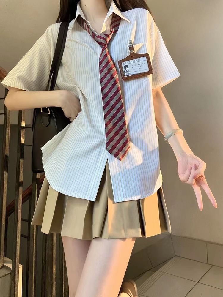 jk制服 ファッション スカートセット 甘い 柔らかい 3点セット シャツ+プリーツスカート +ネクタイ