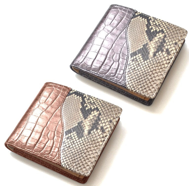 【新規OPEN】【期間限定セール】【激安】【新品未使用】 本パイソン革　牛革クロコダイル型押し　日本製　多機能　ショートウォレット　VG-3　2色 8,383円