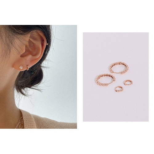 [IVE 着用]フラットプチリングイヤリング (14kgold) 韓国ジュエリー 韓国ファッションスタイル 韓国人気アクセサリー