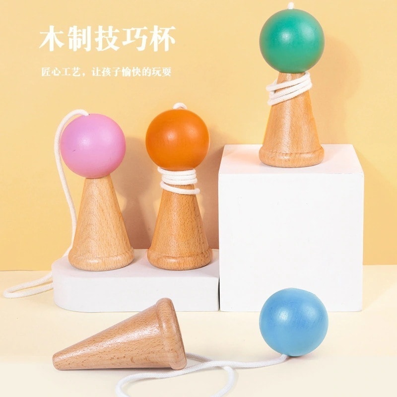 子供用けん玉スキルボール手と目の調整伝統的なおもちゃ木製スキルカップ感覚統合トレーニング投げとキャッチ