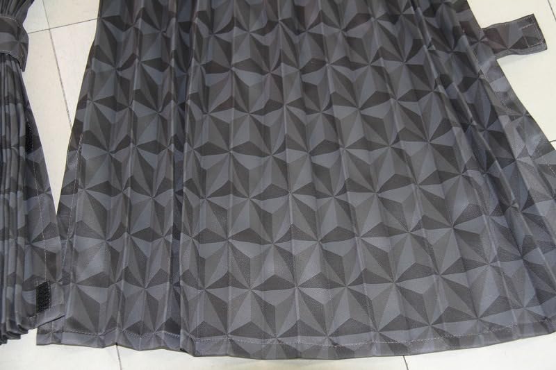 トラックカーテン サイドカーテン プリーツ ジオメトリック柄 遮光 ベット後カーテンにも使えます 巾100ｘ丈80 左右２枚入り フック16個入りトラック用カーテン