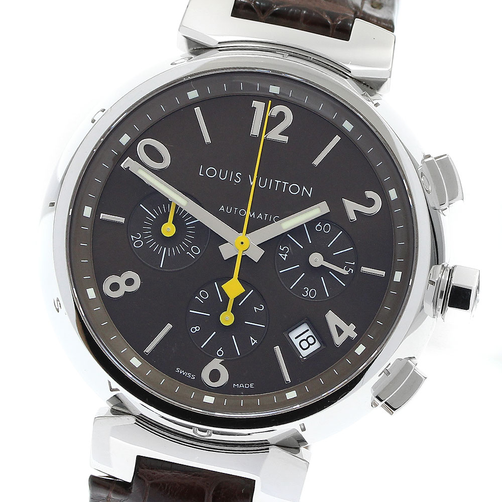 ルイ・ヴィトン LOUIS VUITTON Q1121 タンブール デイト クロノグラフ 自動巻き メンズ 保証書付き_906783【中古】